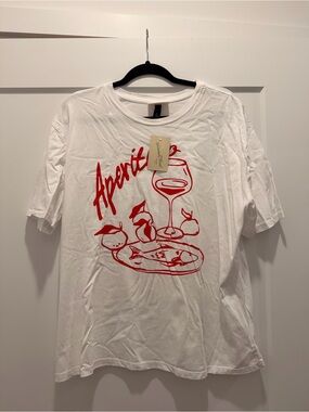 Universal Thread White Tee with Red Script Logo